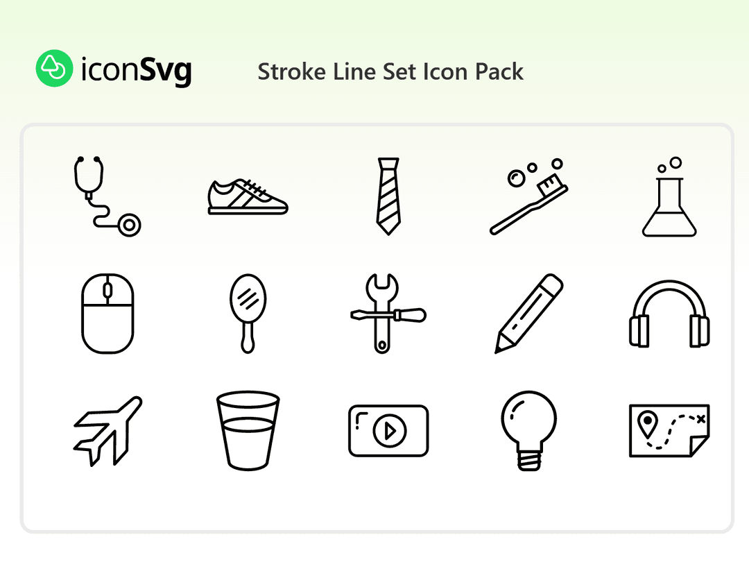Stroke Line Set Icon Pack