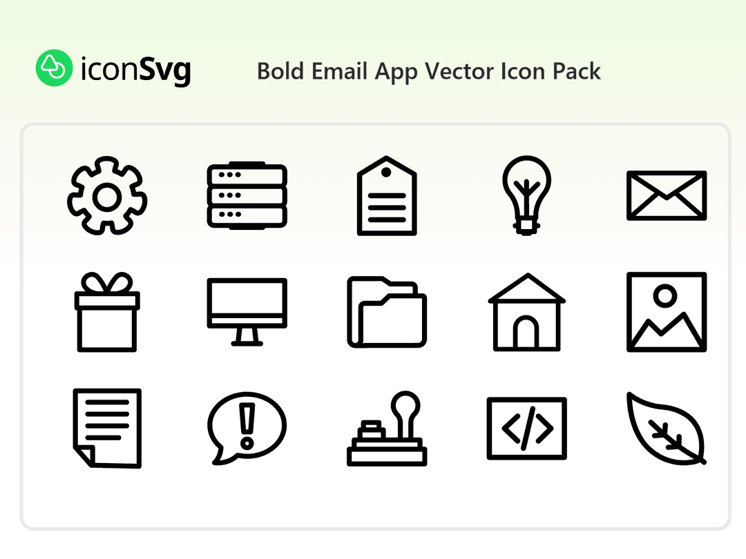 Bold Email App Vector Icon Pack
