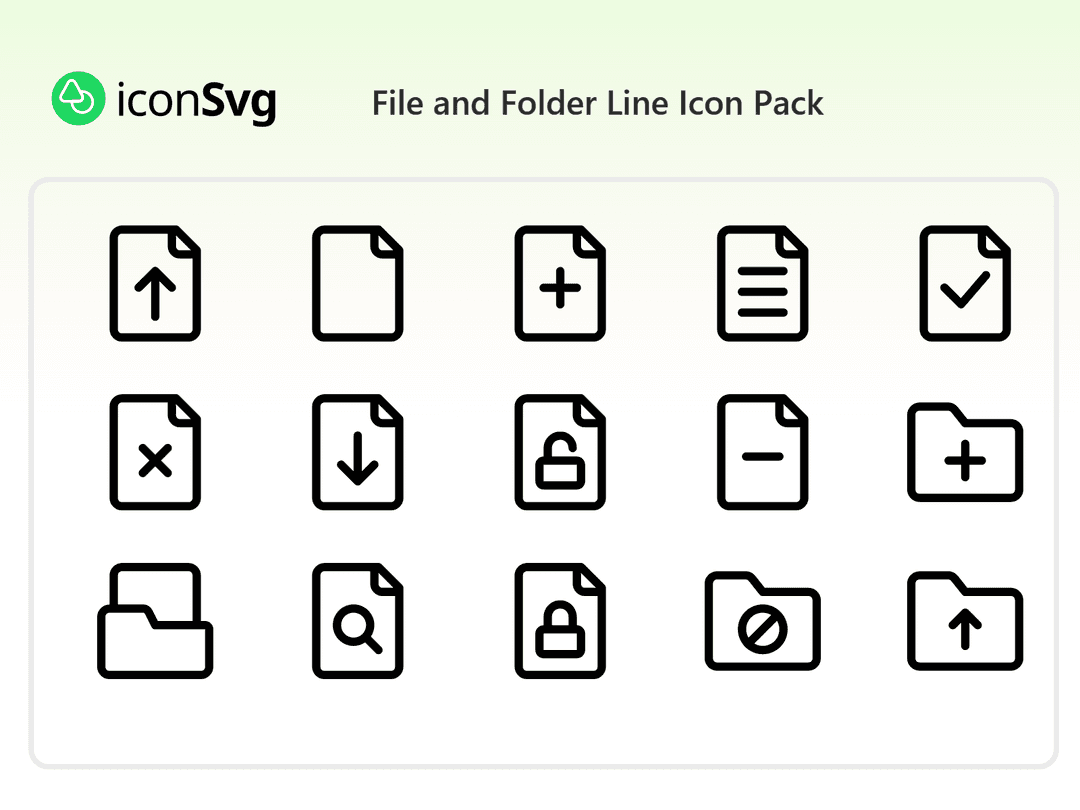 File and Folder Line Icon Pack