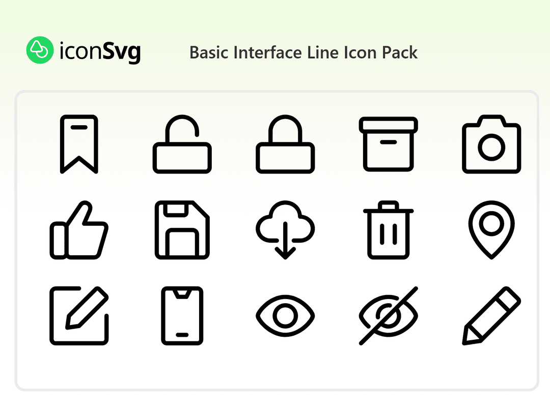 Basic Interface Line Icon Pack