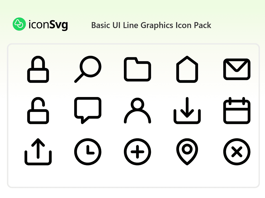 Basic UI Line Graphics Icon Pack