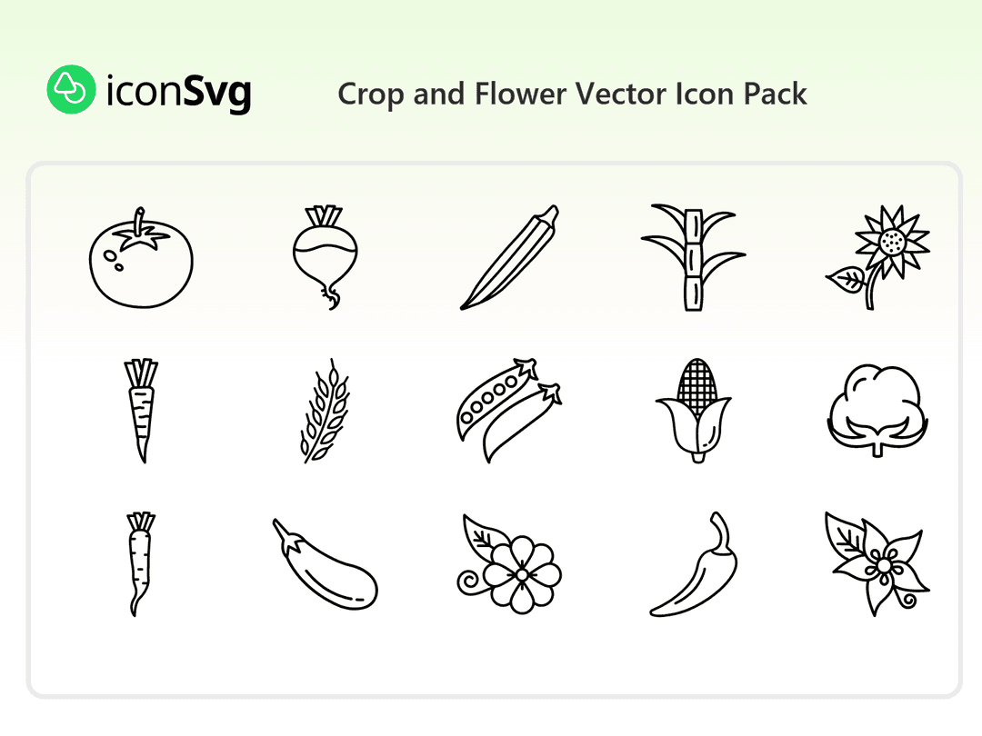 Crop and Flower Vector Icon Pack