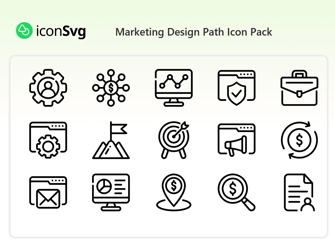 Marketing Design Path Icon Pack