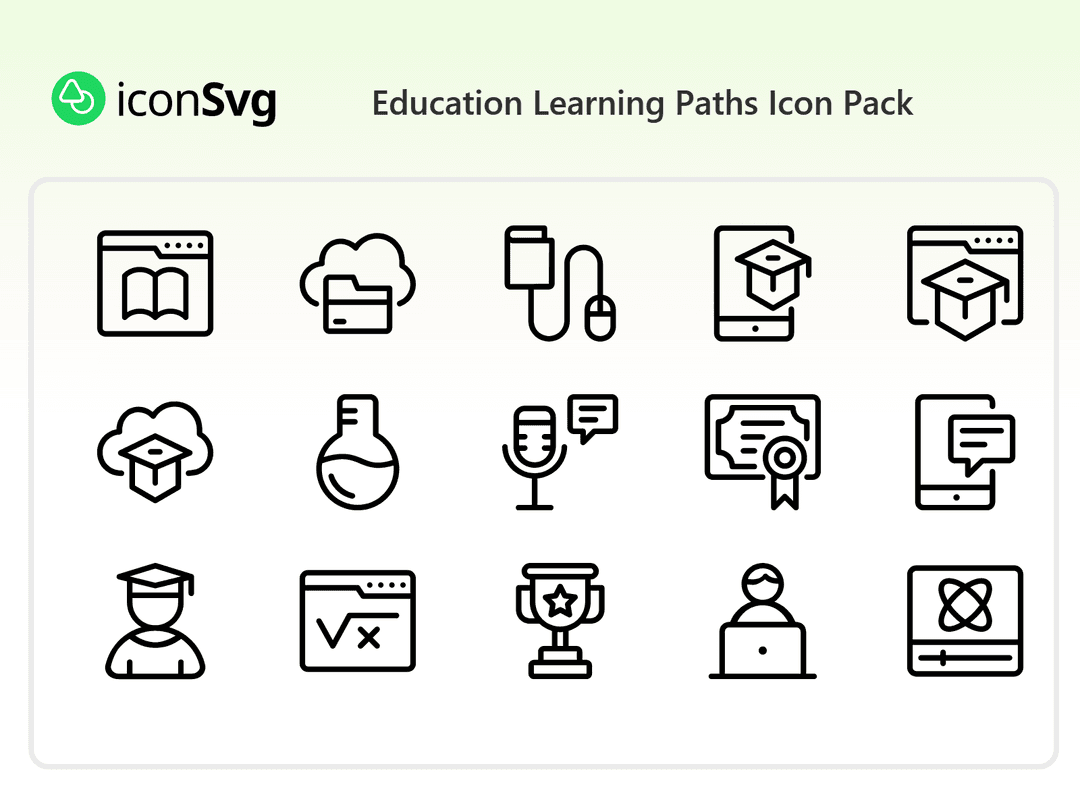 Education Learning Paths SVG Icon Pack