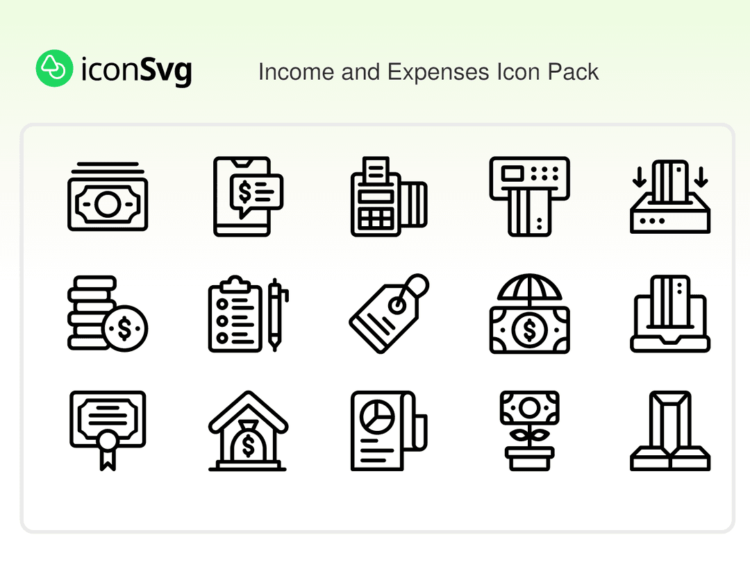 Income and Expenses SVG Icon Pack