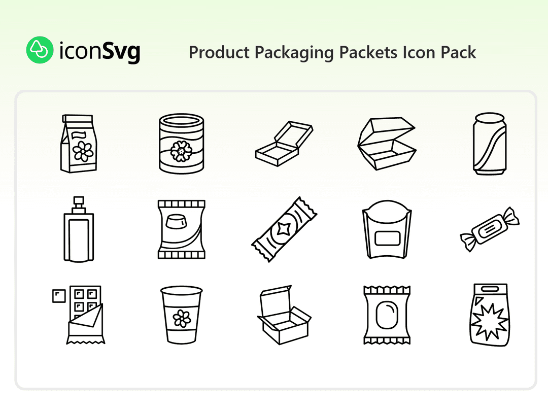 Свободный набор значков Пакеты упаковки продукта