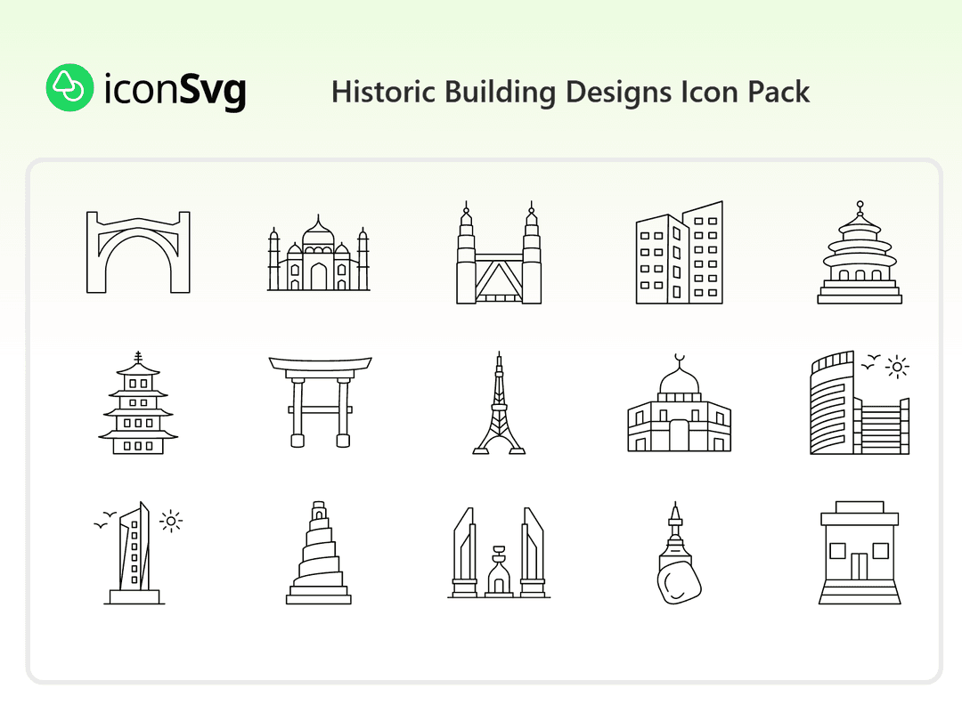 Historic Building Designs Icon Pack