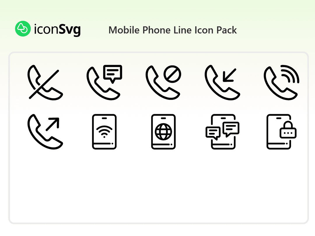 Mobile Phone Line Icon Pack