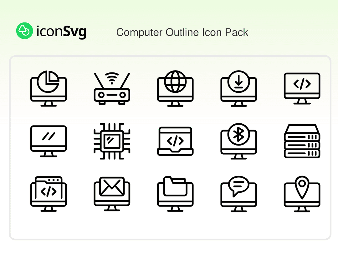 Computer Umriss SVG Symbol paket
