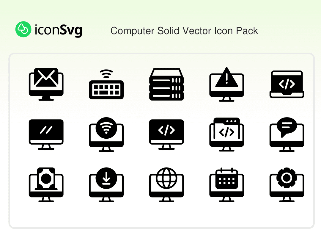 Computer Solid Vector Icon Pack