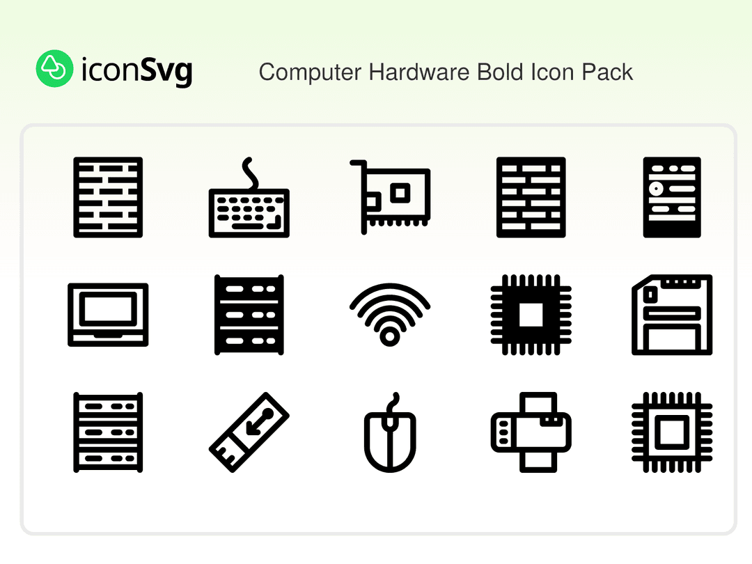 Computer Hardware Bold Icon Pack