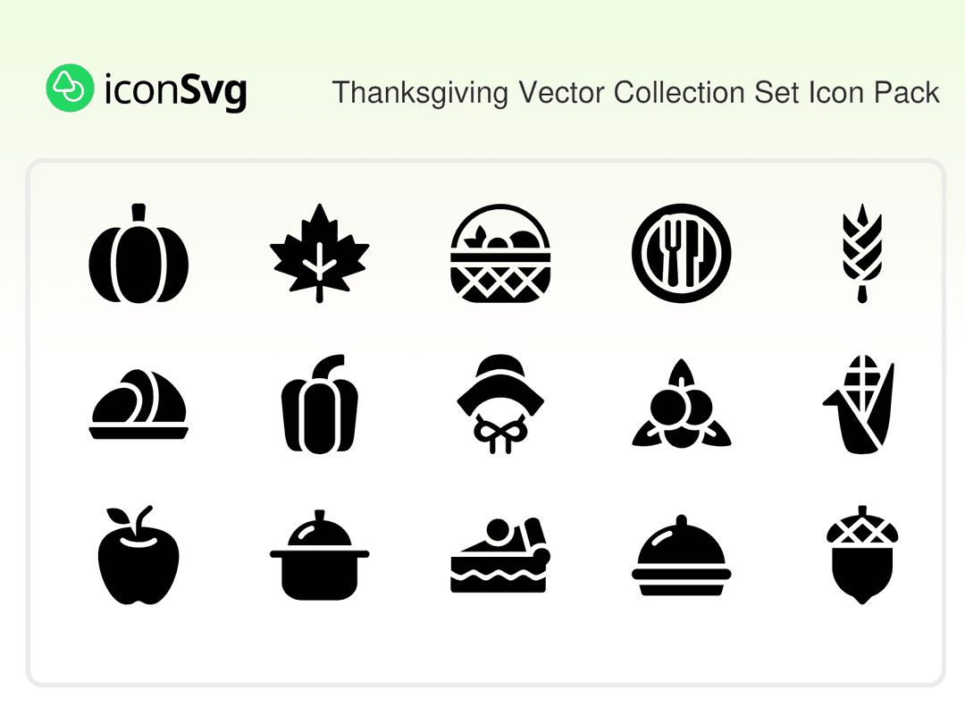 Thanksgiving-Vektorsammlung-Set SVG Symbol paket