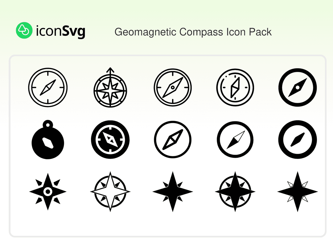 Geomagnetischer Kompass SVG Symbol paket