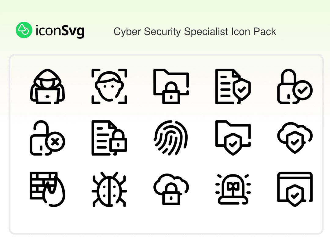 Spezialist für Cybersicherheit SVG Symbol paket