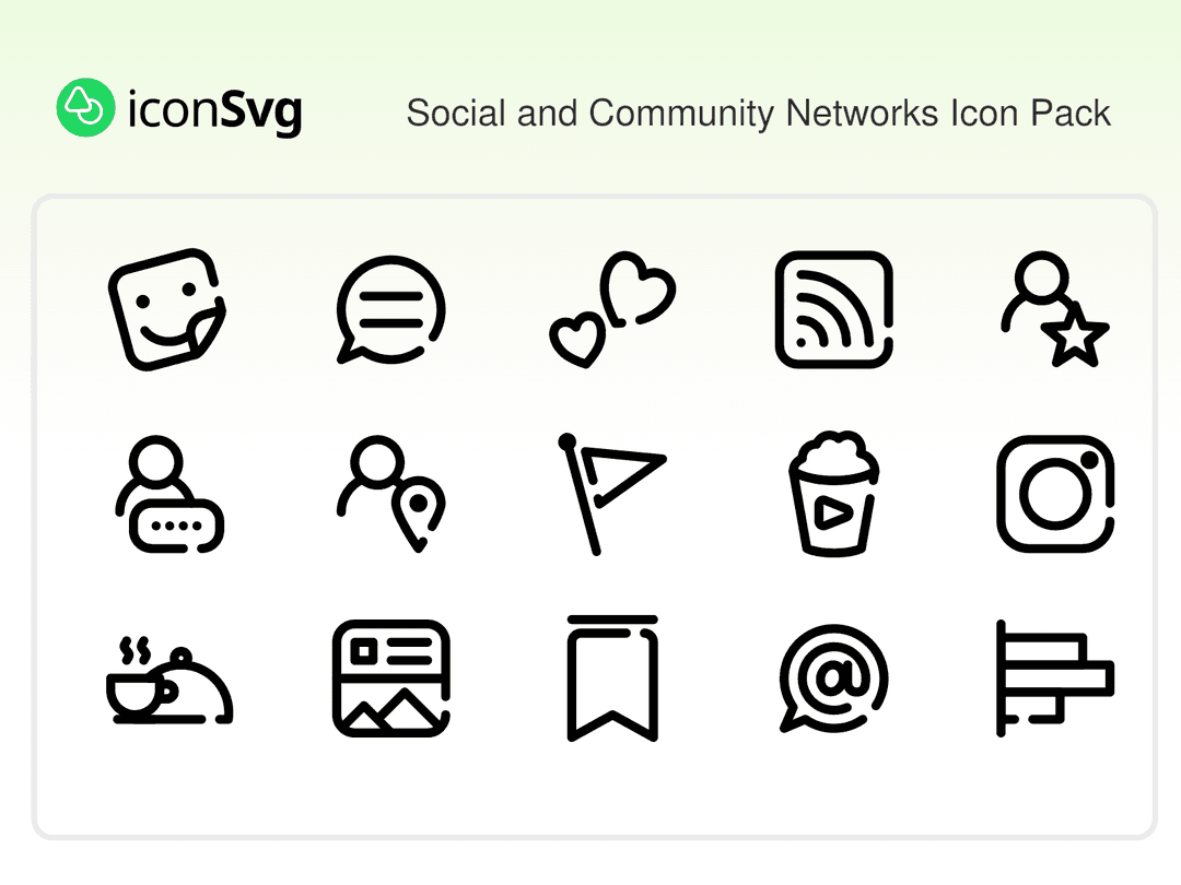 Sosyal ve Topluluk Ağları SVG ikon Paketi
