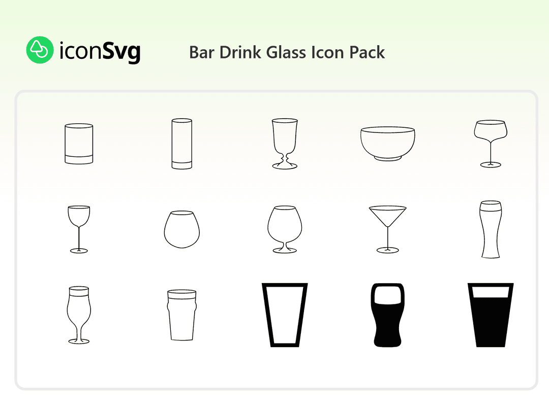 Freies Bar-Getränkeglas Symbol paket