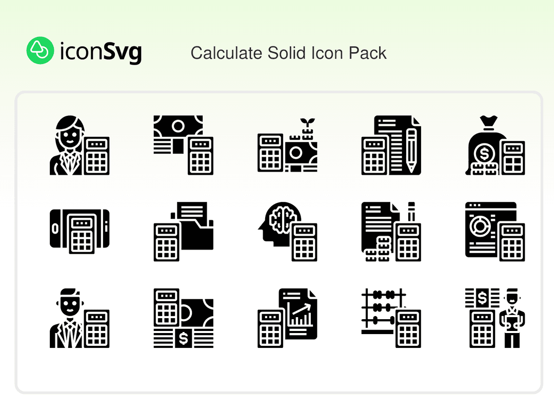 Calculate Solid Icon Pack