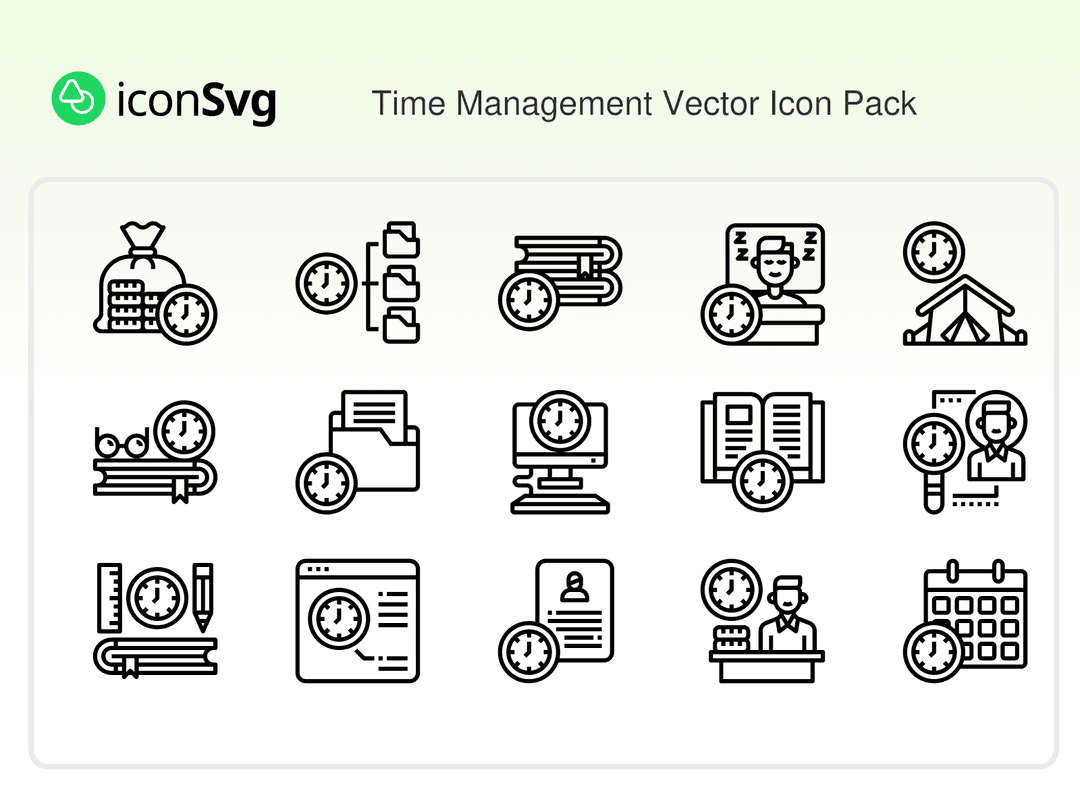 Zeitmanagement-Vektor SVG Symbol paket