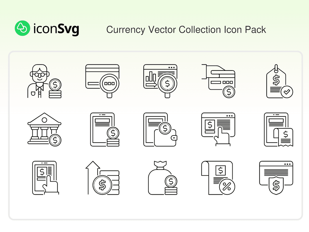 Para Birimi Vektör Koleksiyonu İkon Paketi