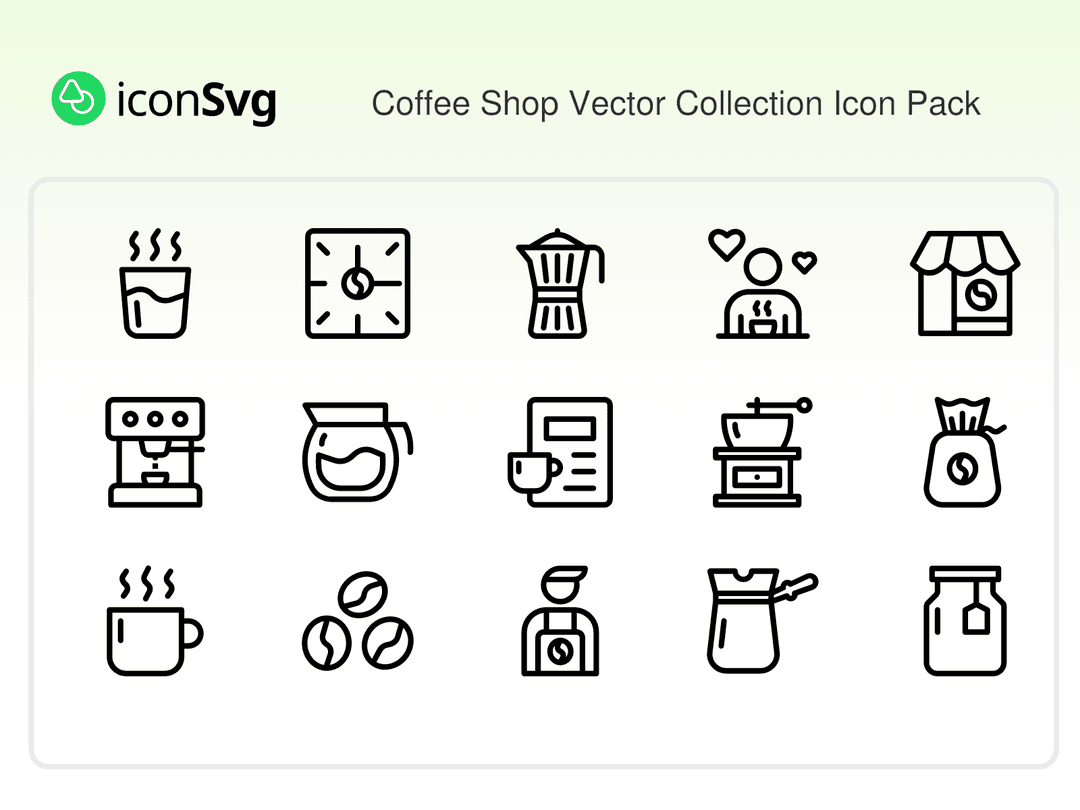Coffee Shop Vector Kollektion SVG Symbol paket