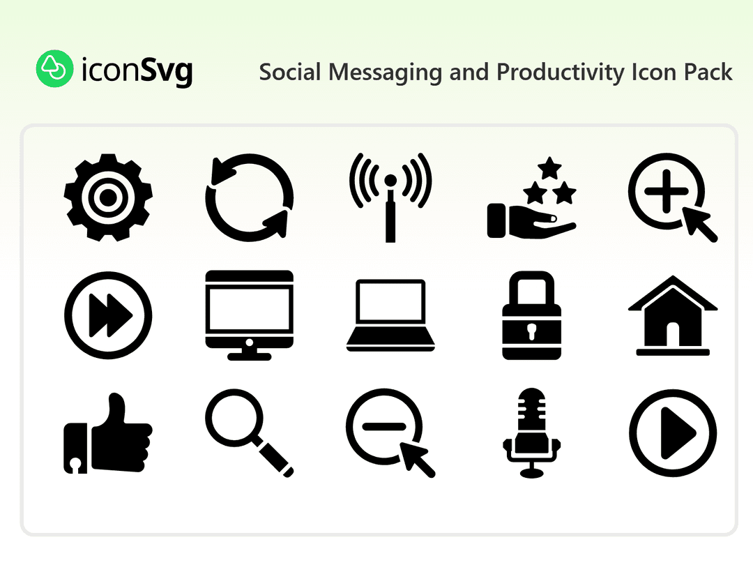 Soziales Messaging und Produktivität Symbol Paket