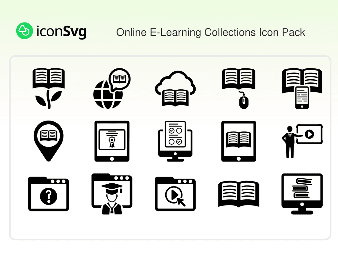 Online E-Learning Collections Icon Pack