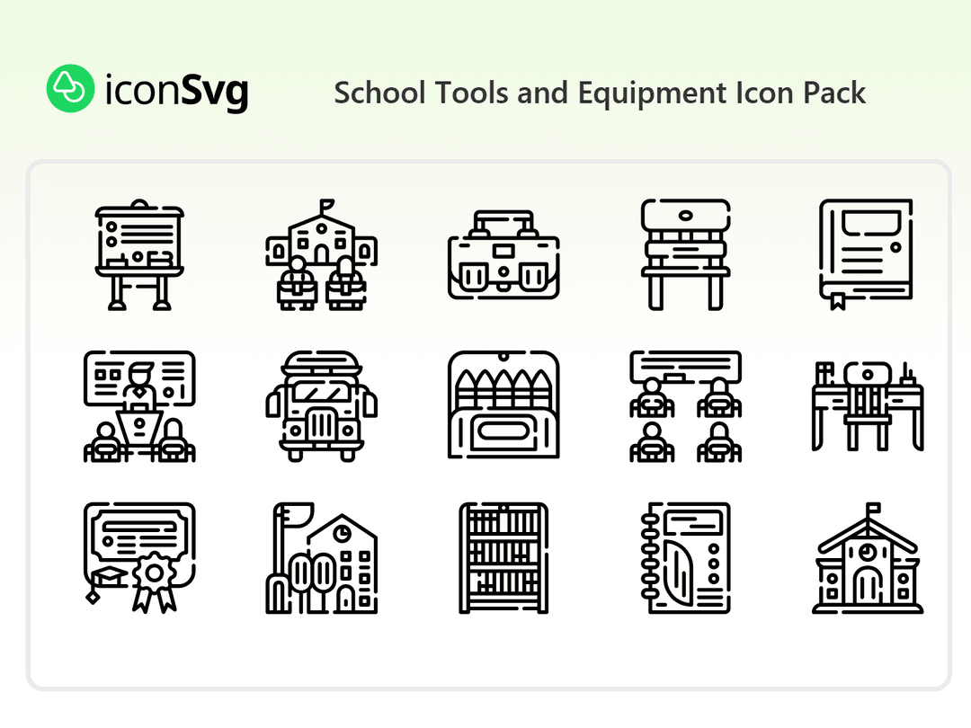 School Tools and Equipment SVG Icon Pack