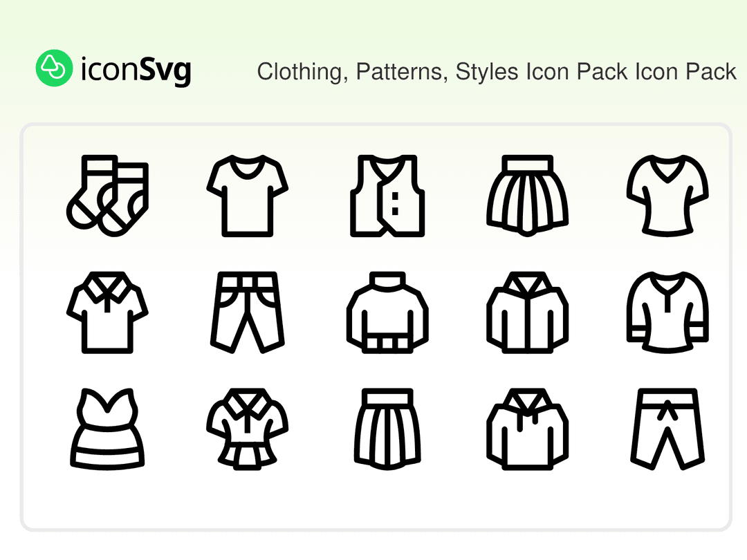 Свободный набор значков Пакет значков «Одежда, узоры, стили»
