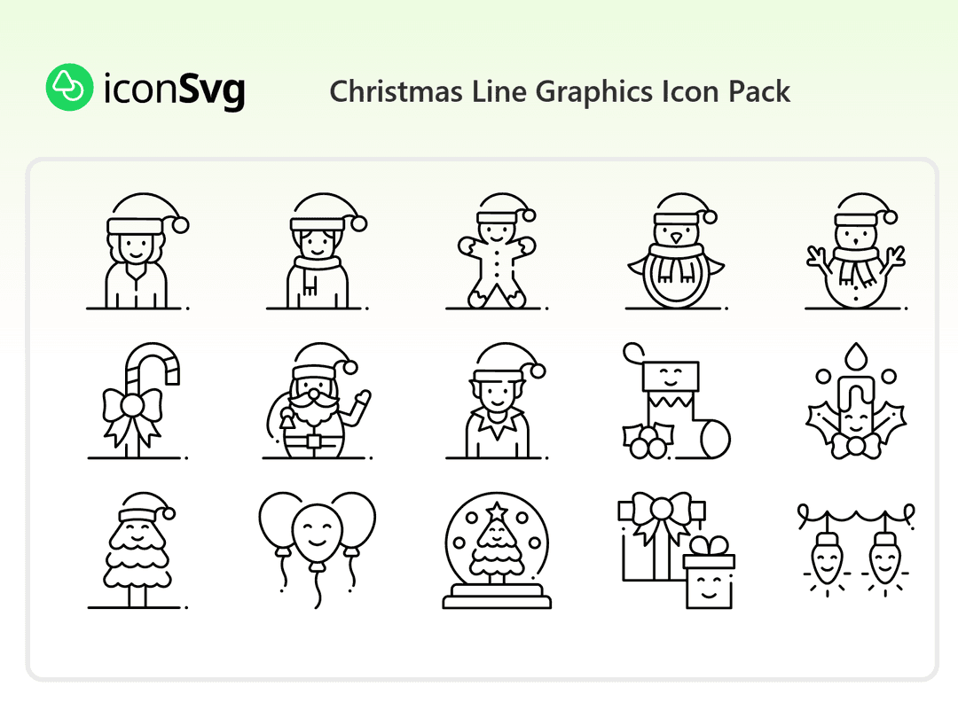 Christmas Line Graphics Icon Pack