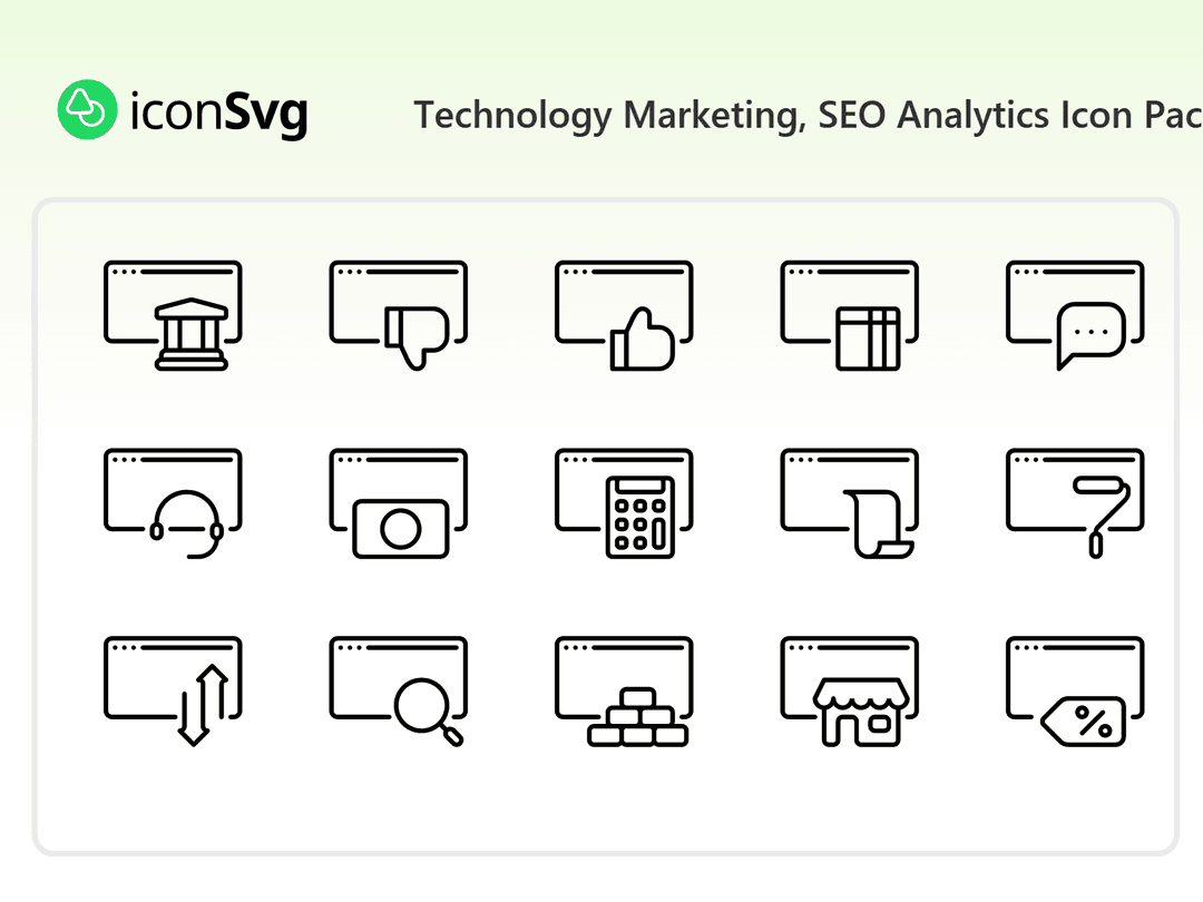 Свободный набор значков Технологический маркетинг, SEO-аналитика