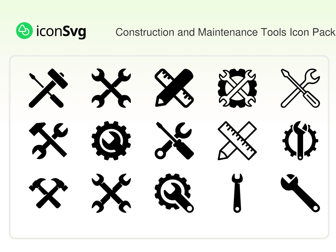 Bau und Wartungs Werkzeuge Symbol paket