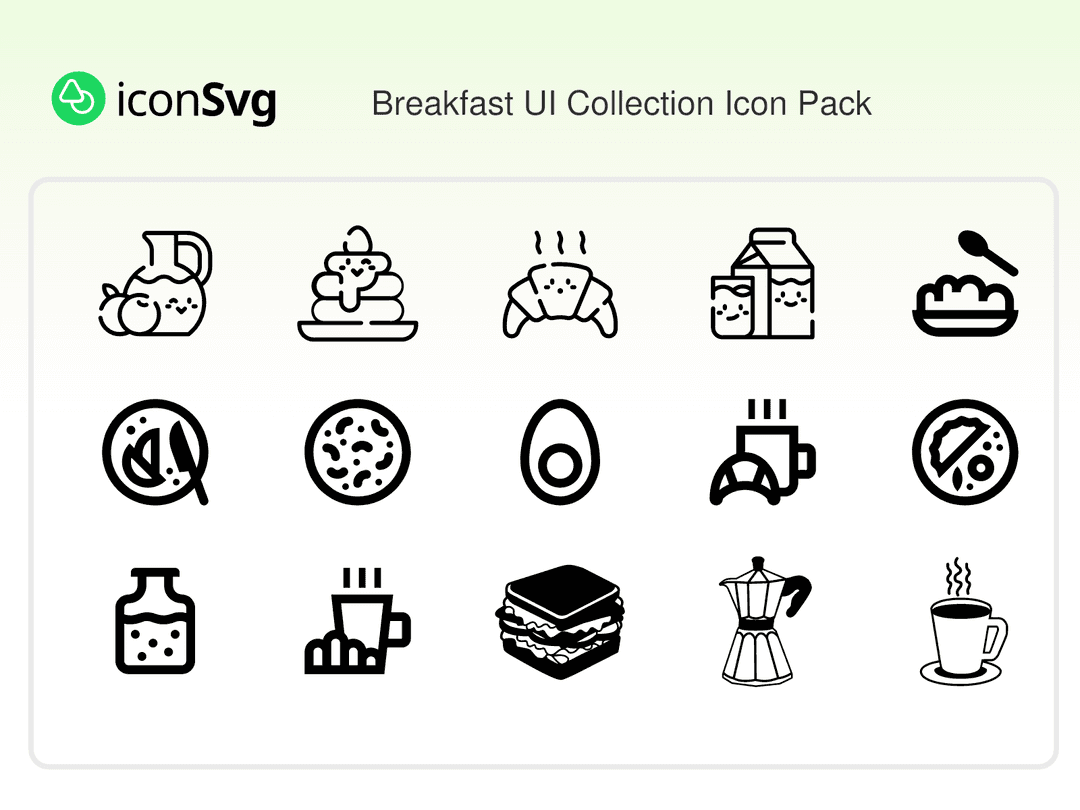 Frühstück UI Kollektion Symbol paket