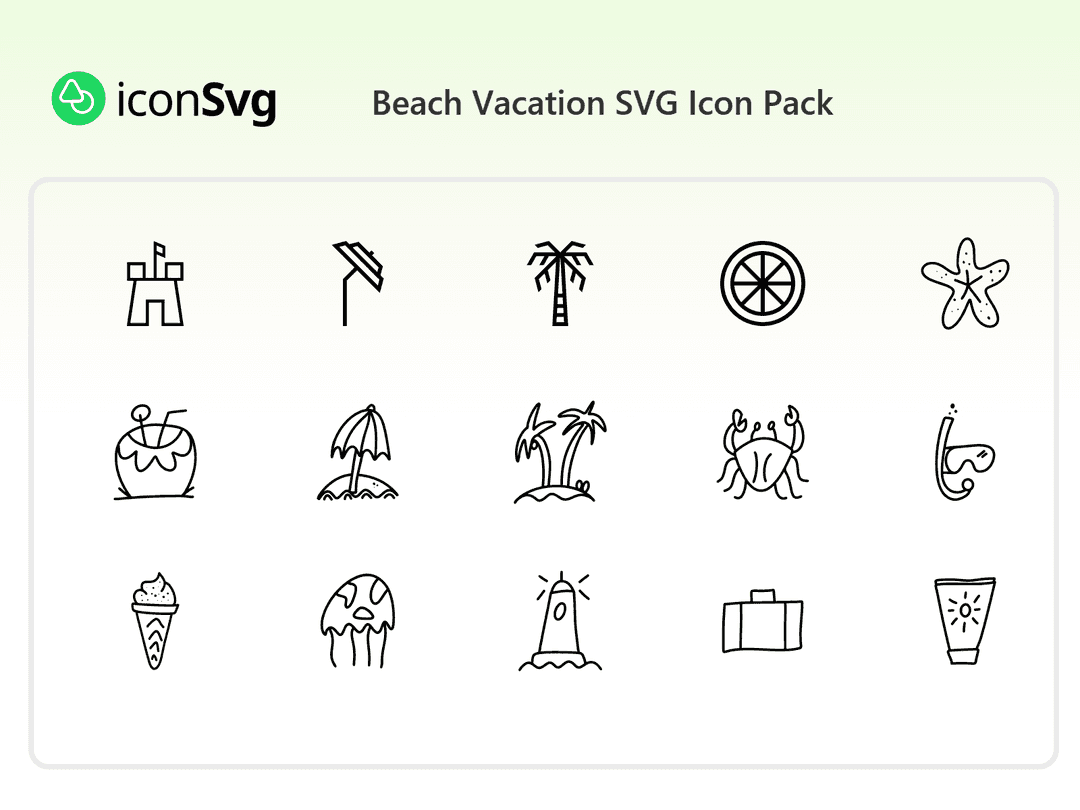Beach Vacation SVG Icon Pack