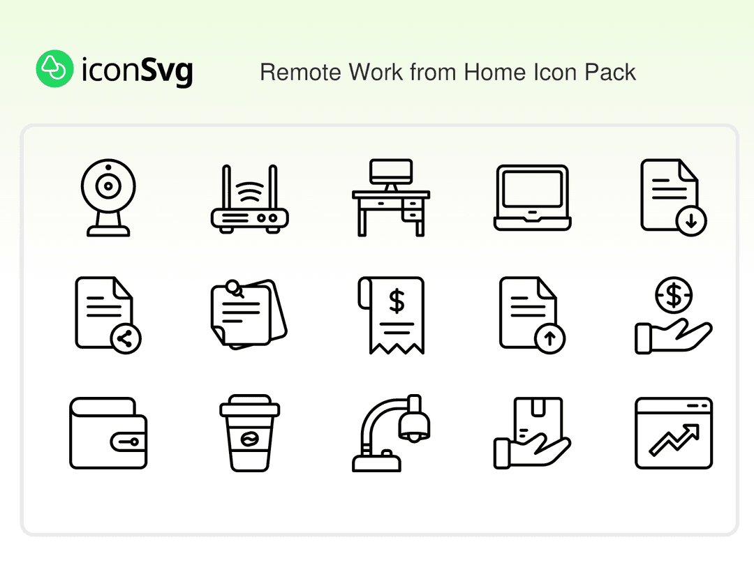 Remote Work from Home Icon Pack