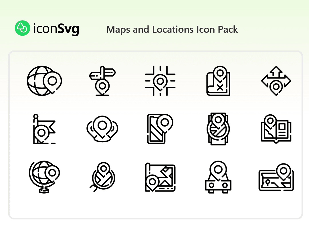 Свободный набор значков Карты и места расположения