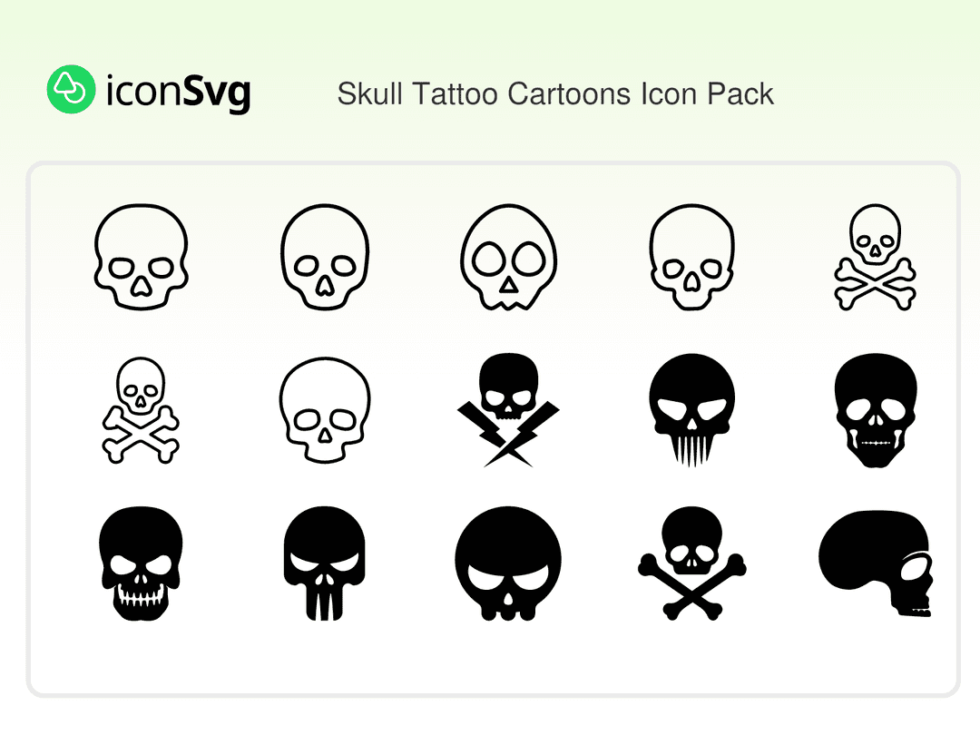 Schädeltattoo Cartoons SVG Symbol paket