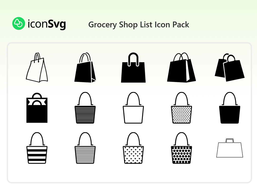 Grocery Shop List Icon Pack