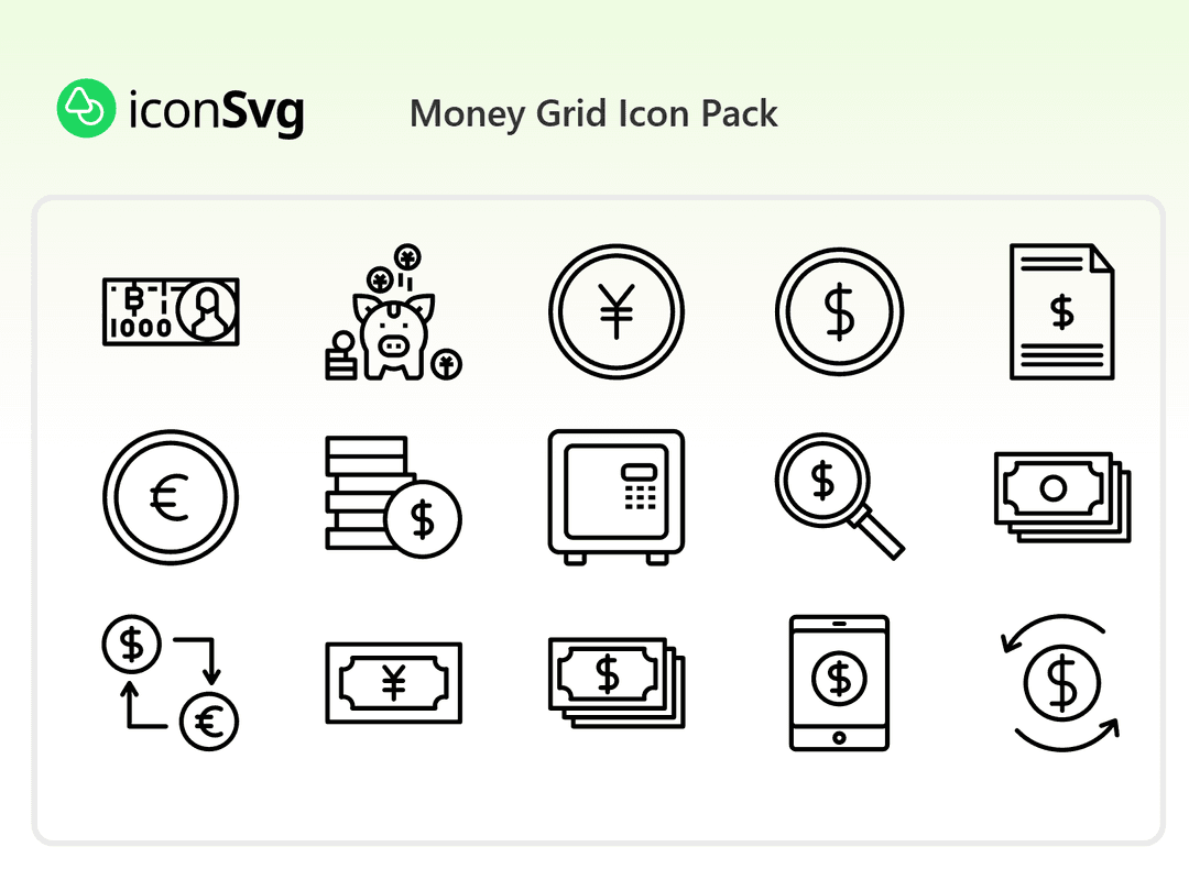 Money Grid Icon Pack