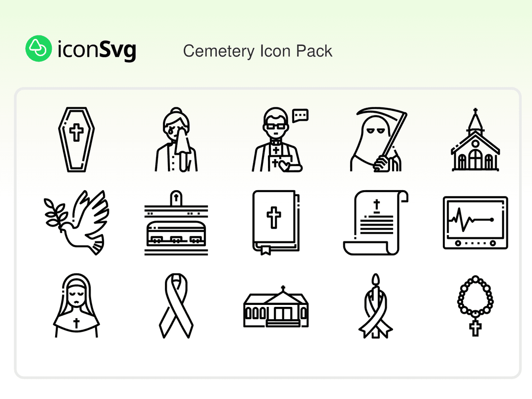 Mezarlık SVG ikon Paketi