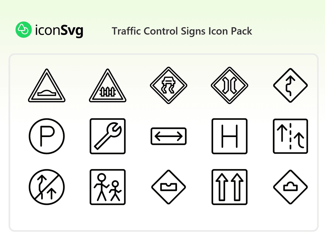 Traffic Control Signs SVG Icon Pack
