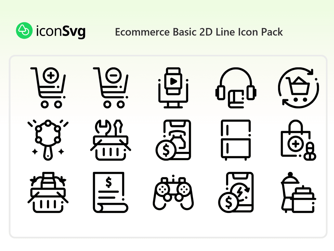 Ecommerce Basic 2D Line Icon Pack