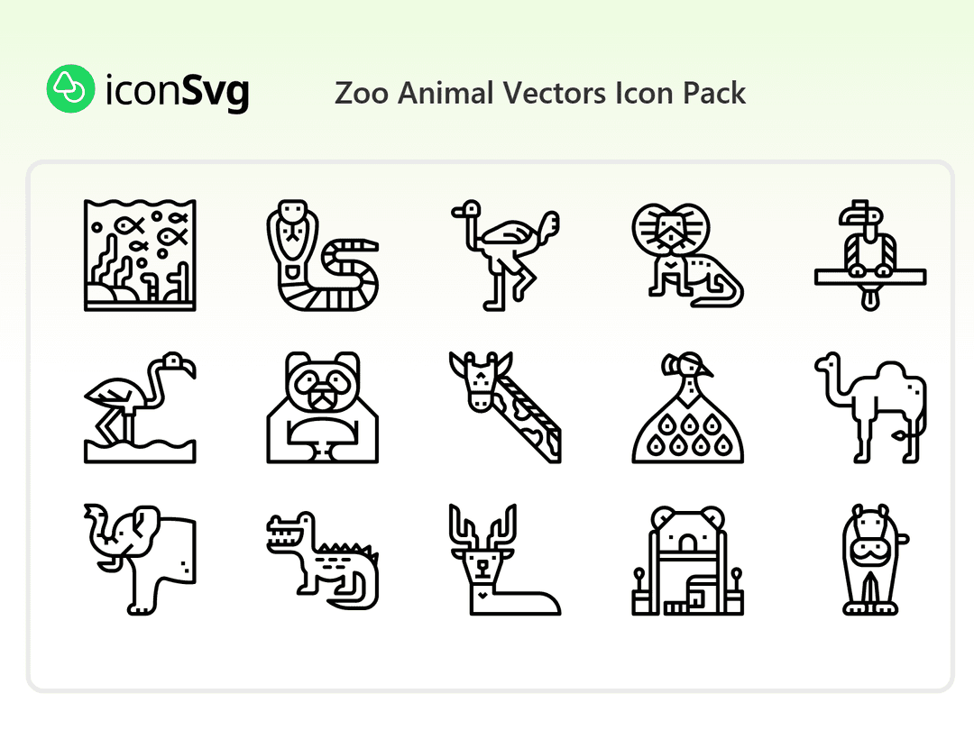 Freies Zoo Tier Vektoren Symbol paket