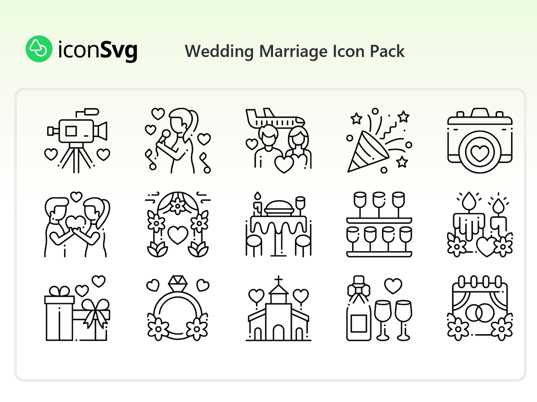 Freies Hochzeits Linien Symbol paket