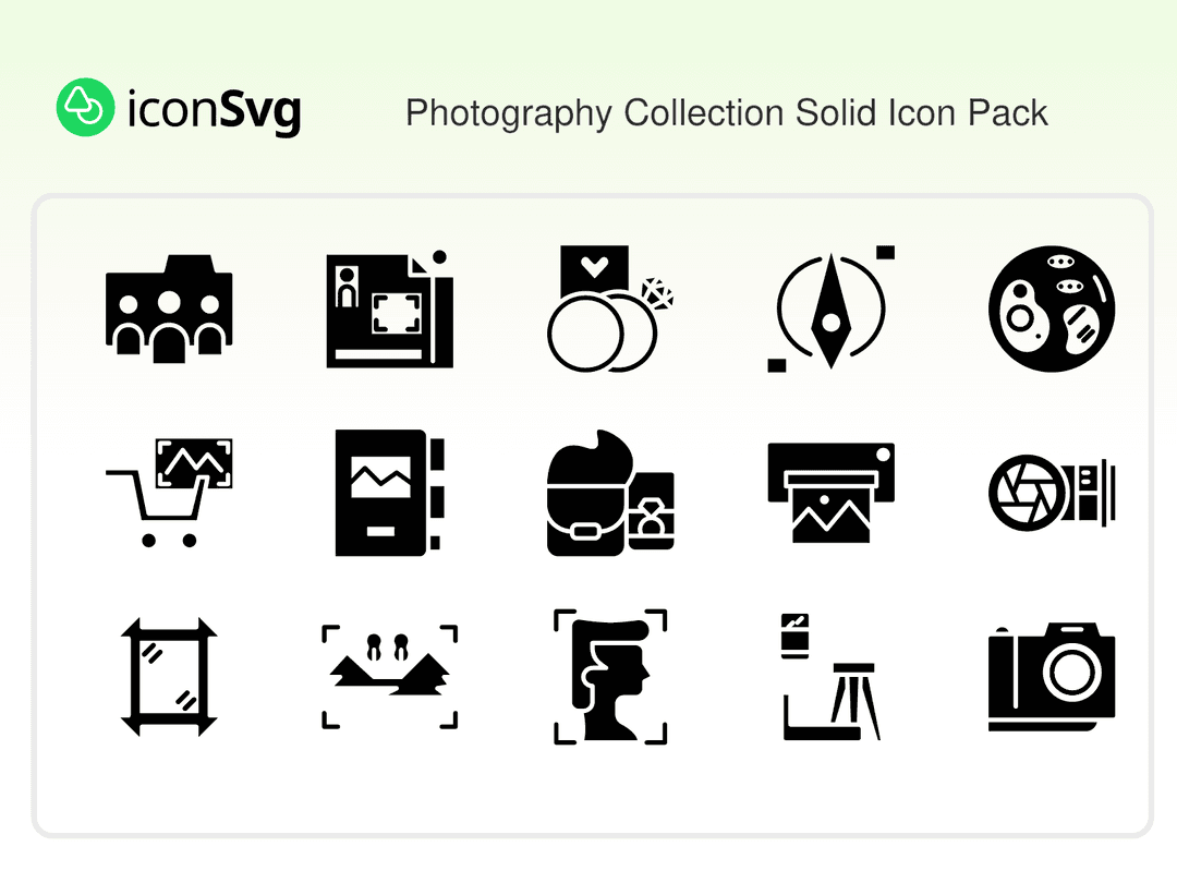 Fotoğraf Koleksiyonu Katı SVG ikon Paketi