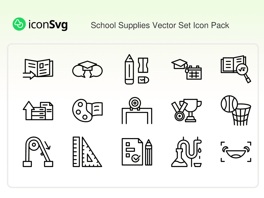 Schulbedarf-Vektorset SVG Symbol paket