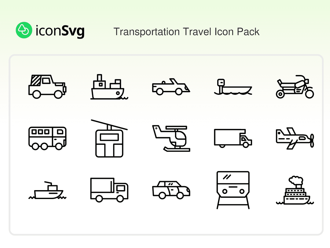 Transportation Travel Icon Pack