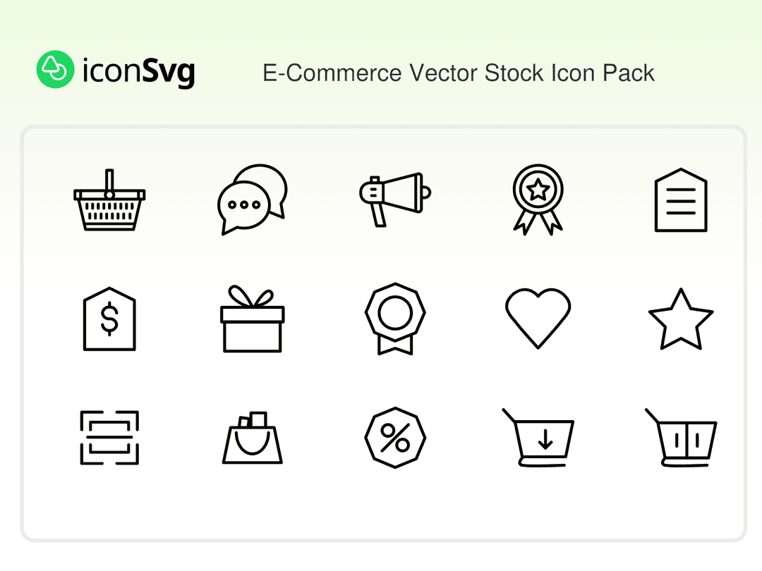 E-Commerce-Vektoraktie SVG Symbol paket