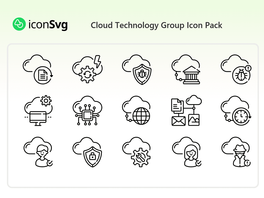 Cloud-Technologie Gruppe Symbol Paket