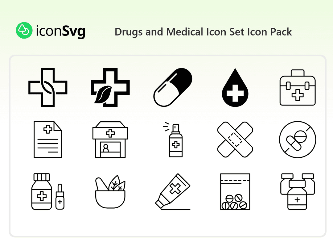 Drugs and Medical Icon Set Icon Pack