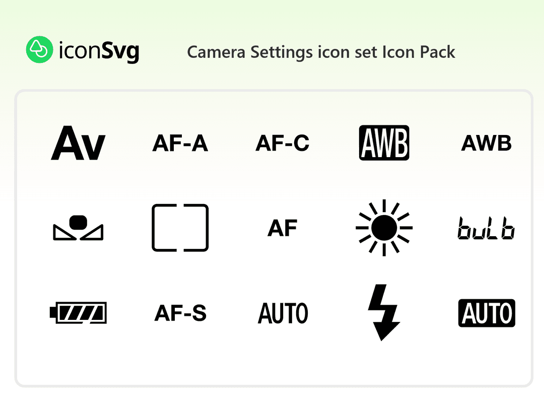Camera Settings icon set Icon Pack
